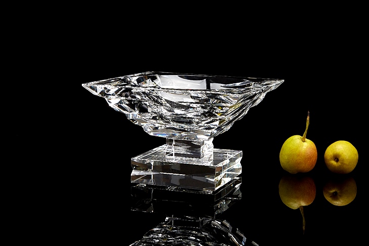 European style square base crystal fruit plate